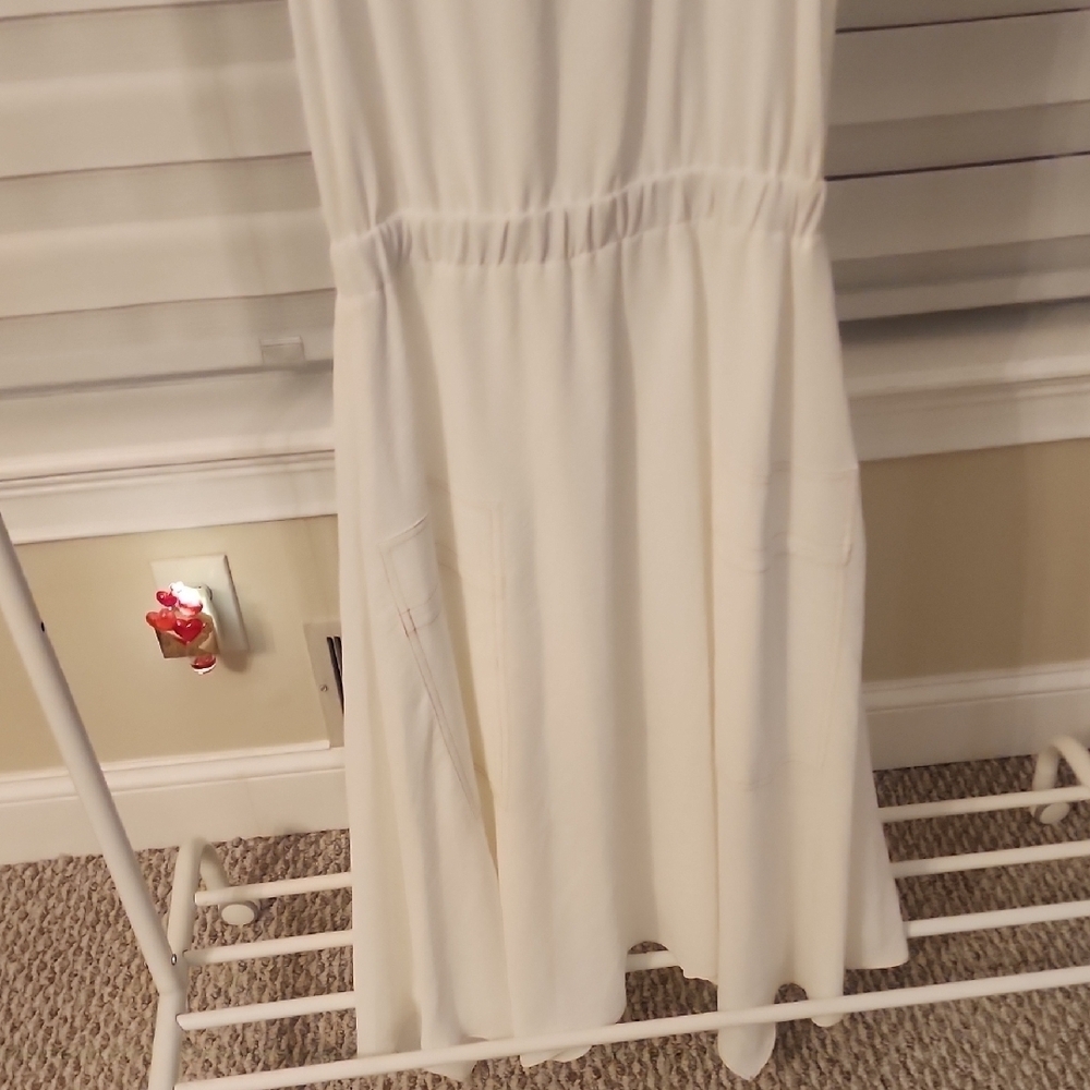 RAMY BROOK Embellished Asymmetrical Hem White Midi Dress Size M - Picture 6 of 7